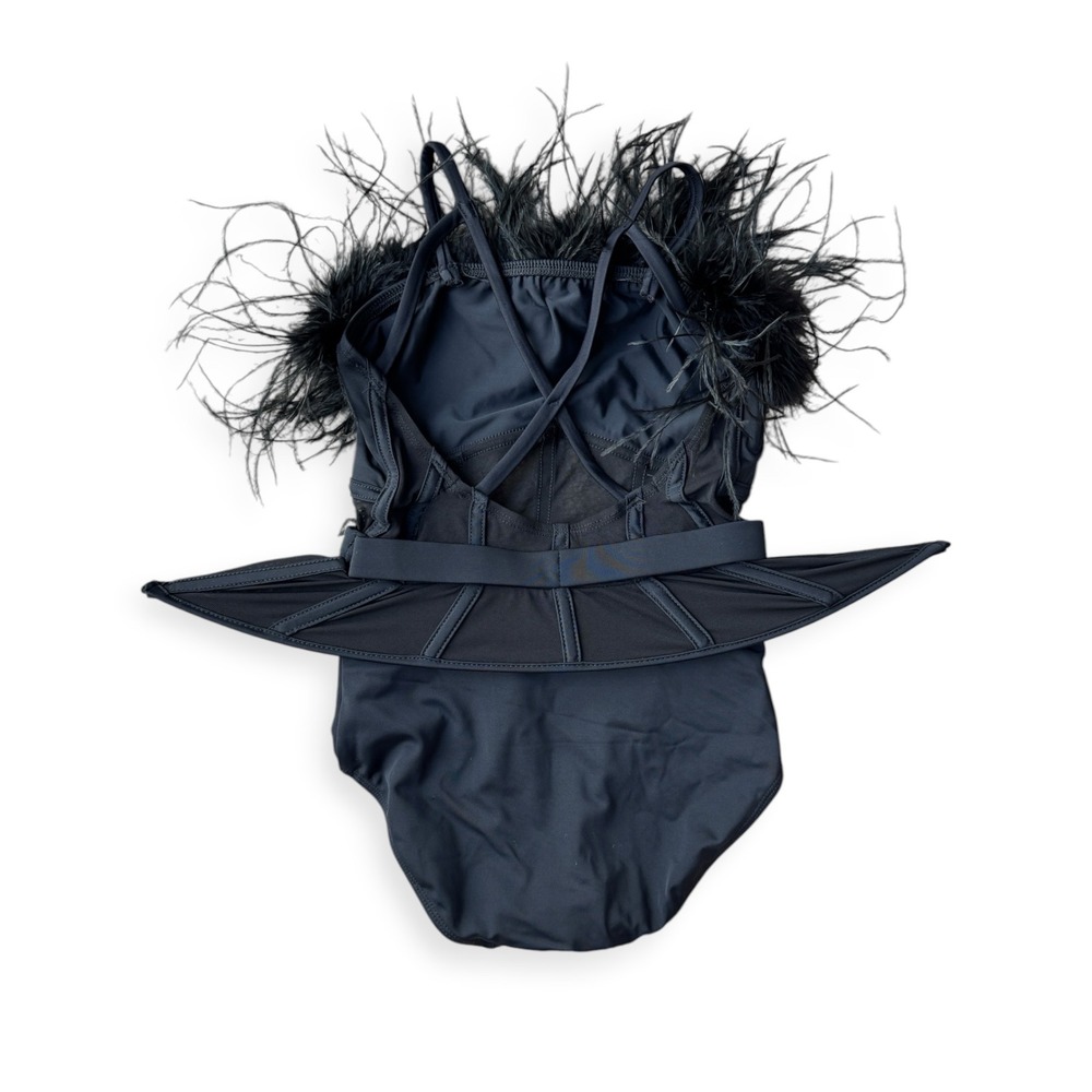 Tenth House 2-Die-4 Black Feather Peplum Dance Costume LC TD24436 Kids Large - Picture 2 of 5